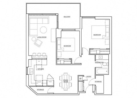 Royal Rose in Etobicoke, ON 2 bed 1 bath floor plan